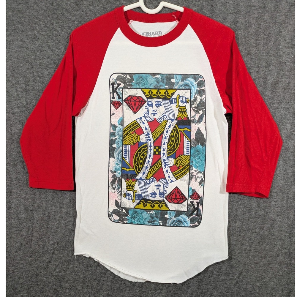 Hard Ten White Red Raglan‎ 3/4 Sleeve T-shirt King of Hearts Roses Size M